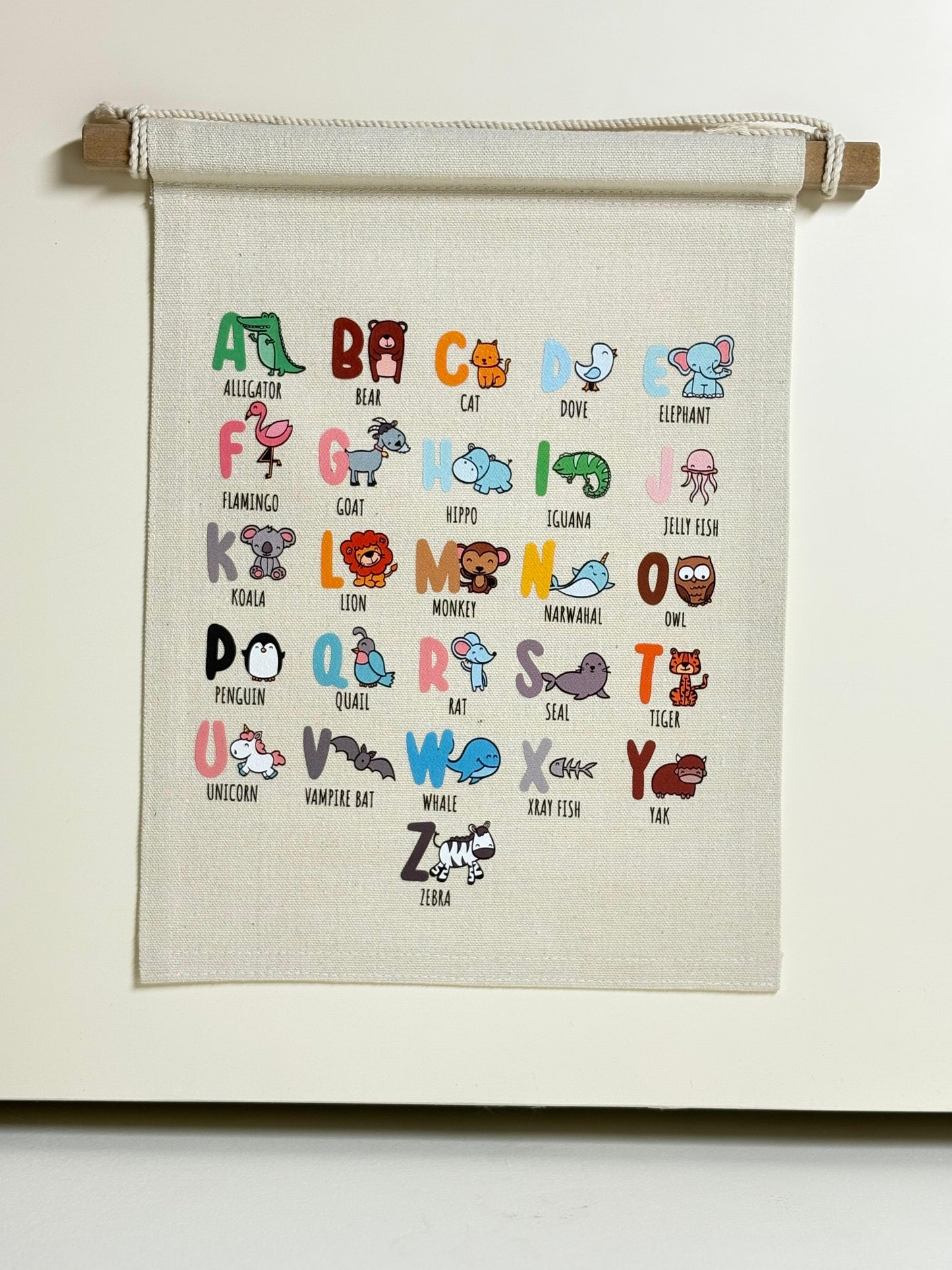 English Alphabet with animals - Canvas Wall Hanging