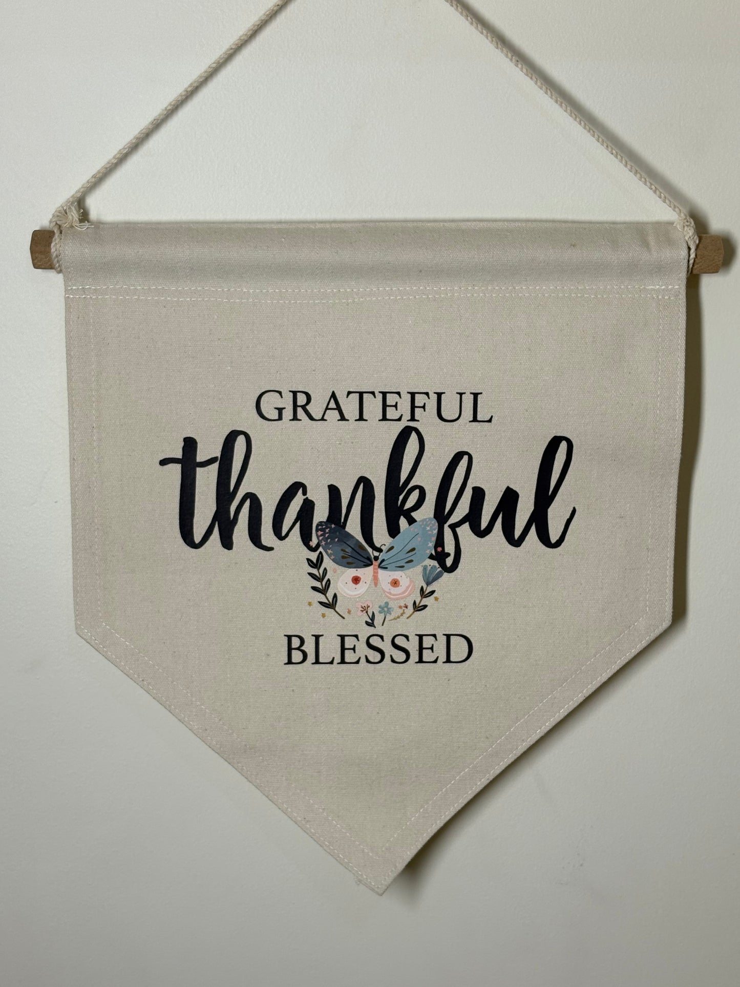 Grateful - Thankful - Blessed - Canvas Wall Hanging
