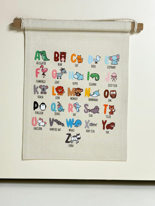 English Alphabet with animals - Canvas Wall Hanging