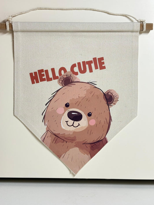 Hello Cutie - Canvas Wall Hanging