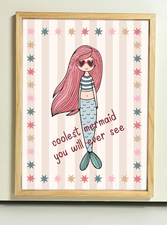 Coolest mermaid you will ever see - Wooden Frame